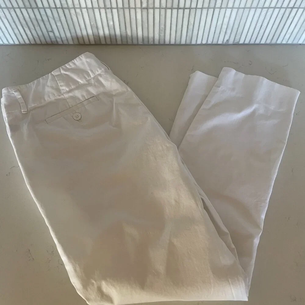 Laundry by Shelli Segal White Cotton Pants with‎ Back Pockets, Size 14